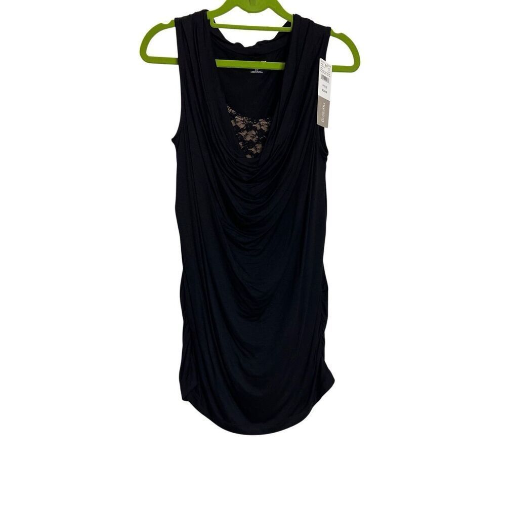 Motherhood Maternity Blouse Womens Small Black Sleeveless Cowl Neck Ruched NWT
